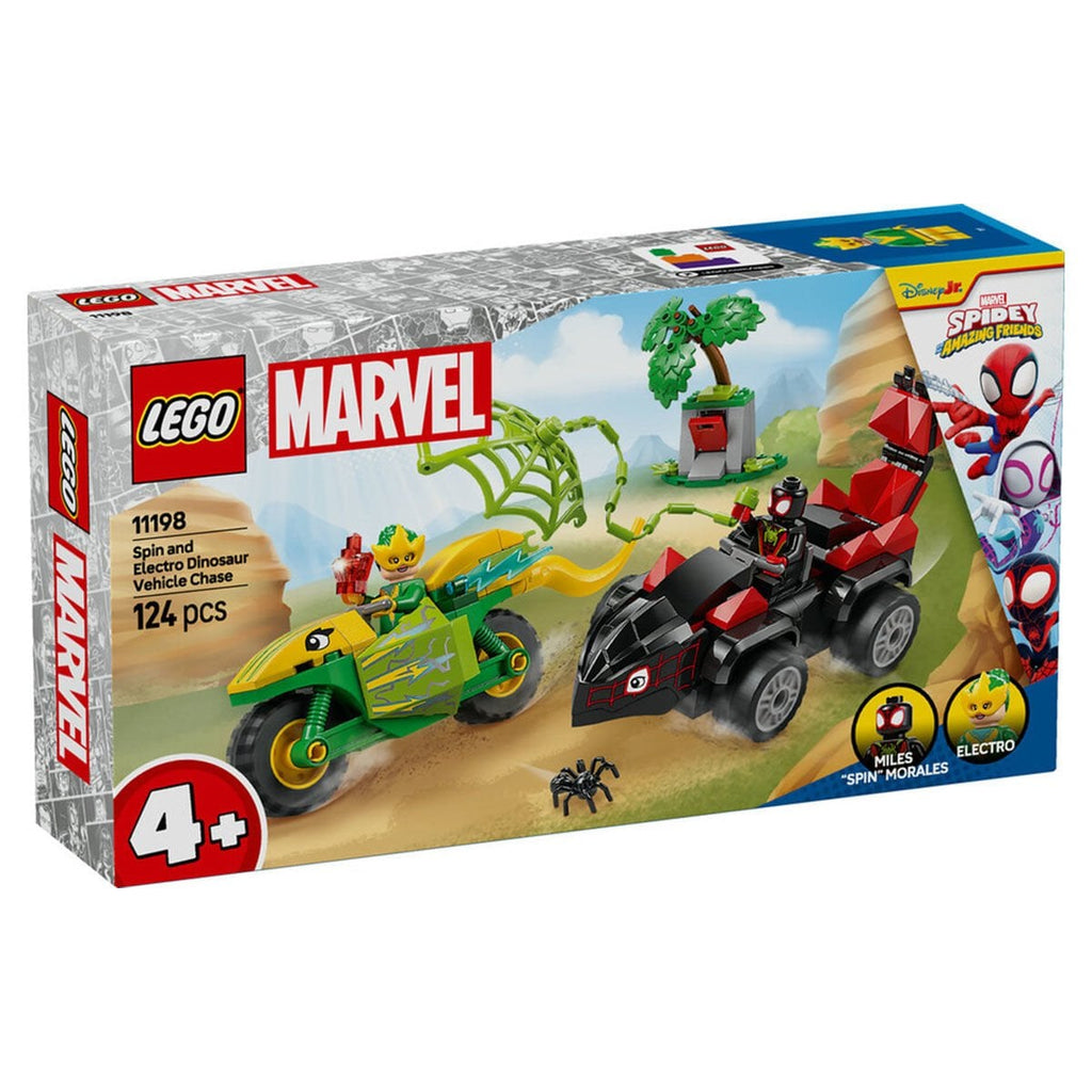LEGO Marvel 11198 Spin ve Electro Dinozor Aracı Takibi - 124 Parça Yapım Seti (4+ Yaş)