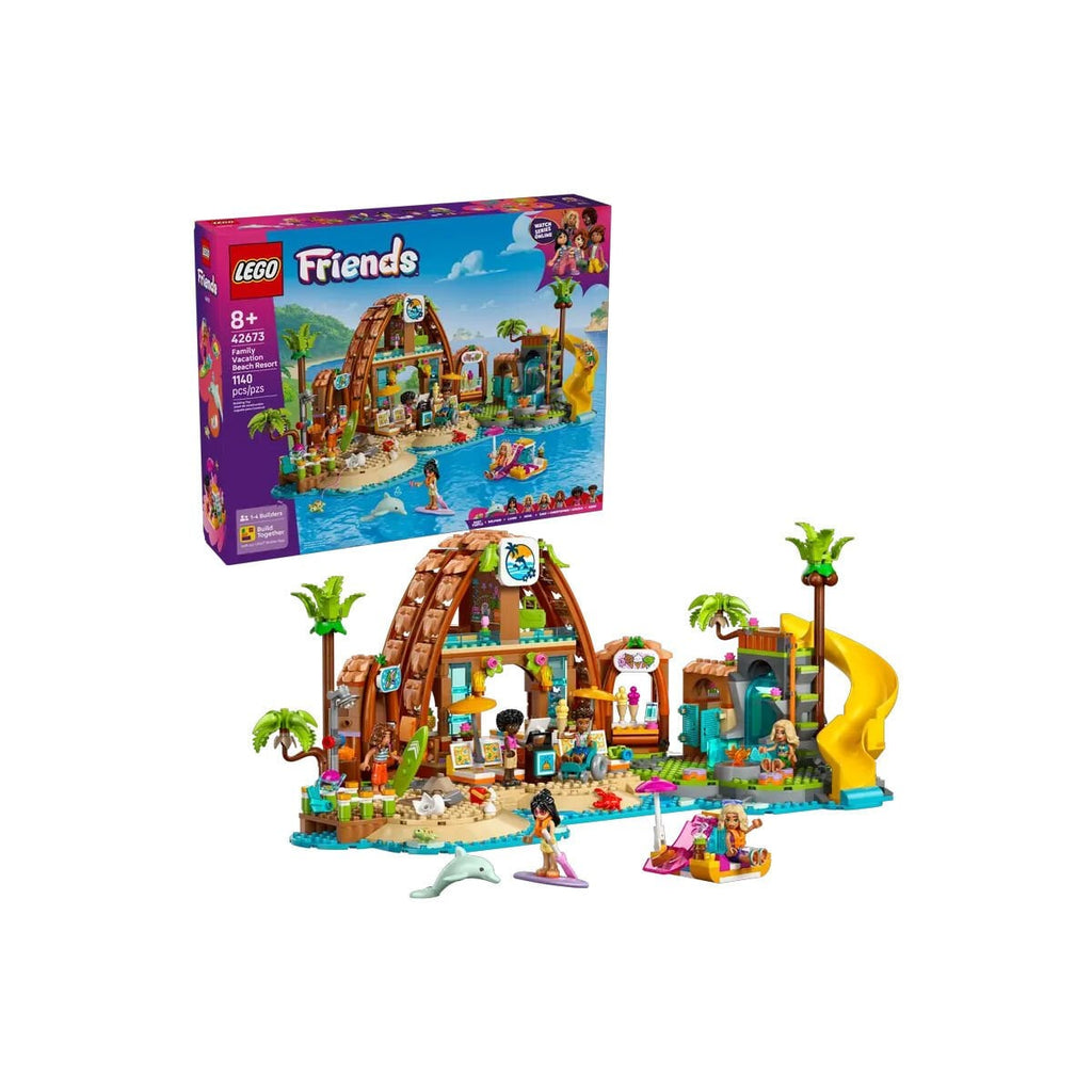LEGO Friends 42673 Aile Tatil Köyü Plaj Seti - 1140 Parça Yapım Seti, 8+ Yaş