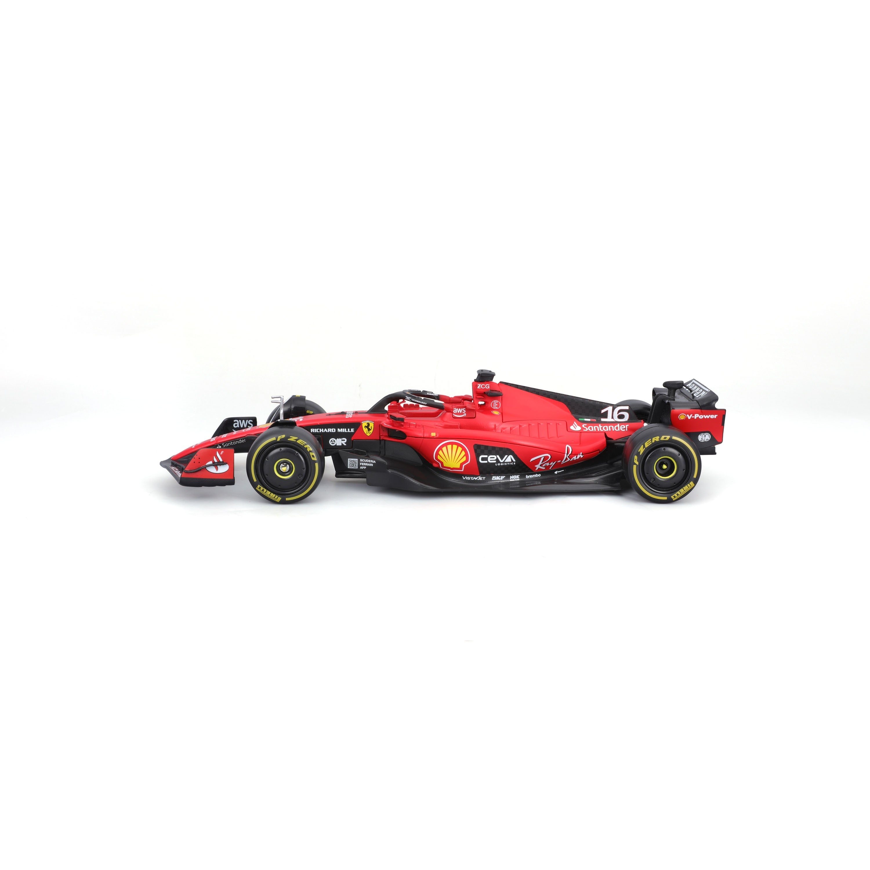 Bburago Ferrari SF-23 #16 Charles Leclerc 1:24 Döküm Model Araba - Görsel 3