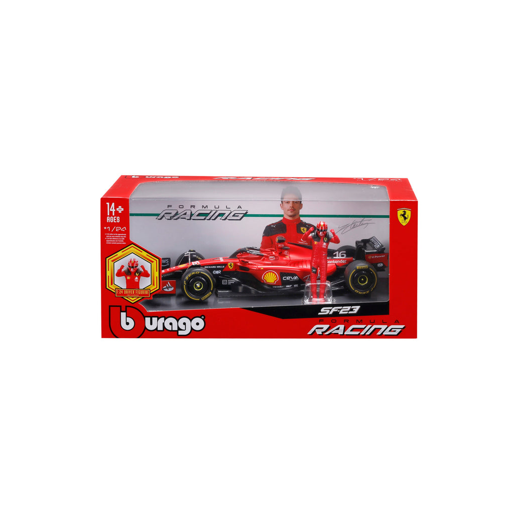 Bburago Ferrari SF-23 #16 Charles Leclerc 1:24 Döküm Model Araba - Sürücü Figürü