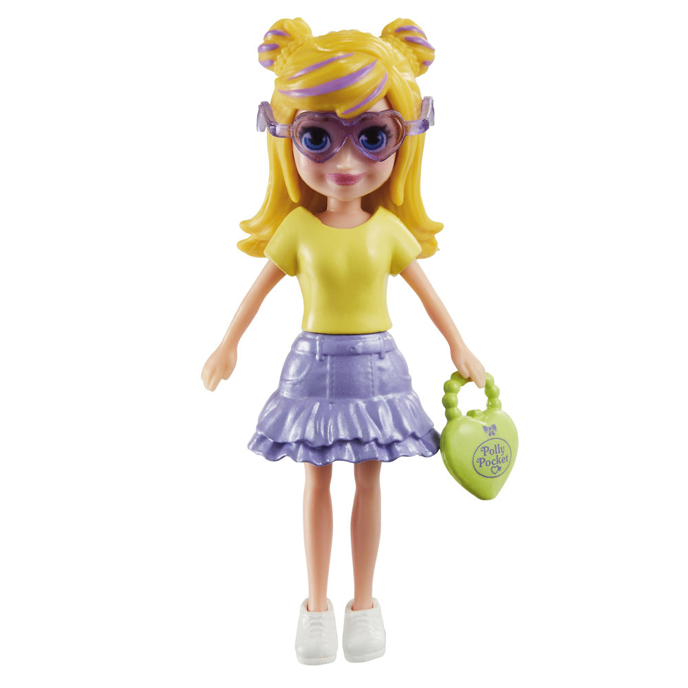 Polly Pocket ve Moda Aksesuarları Oyun Seti Gözlüklü Günaydın, 9 cm Bebek ve Değiştirilebilir Kıyafetler