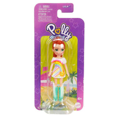 Polly Pocket Tekli Mini Bebek - Lila (Gökkuşağı & Güneş Üst, Beyaz Etek)