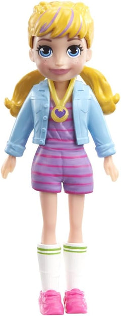 Polly Pocket Tekli Mini Bebek - Polly (Mor Çizgili Üst & Mavi Ceket)