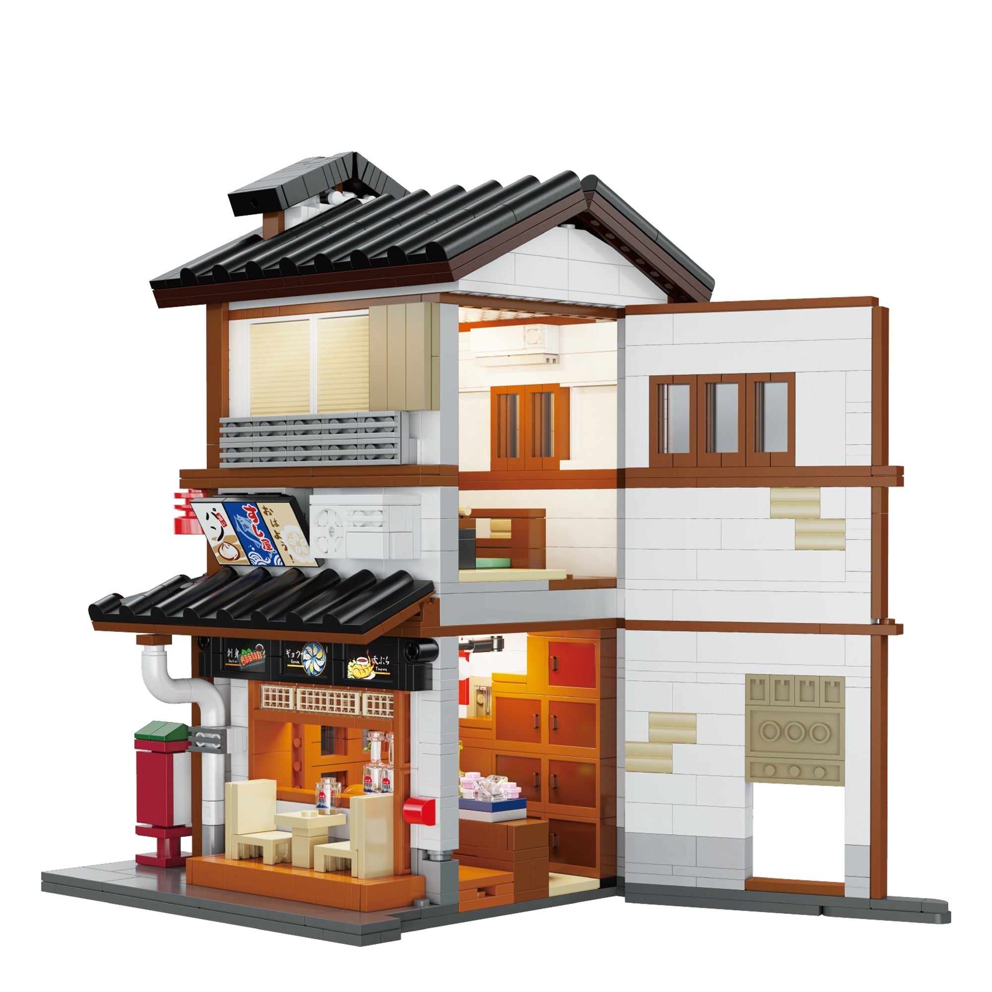 CaDA C66019W Japon Sokak Manzarası İzakaya 1195 Parça Işıklı Model Yapı Seti