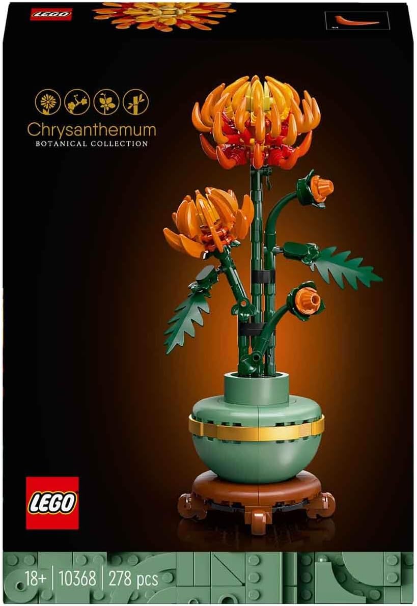 LEGO Icons Krizantem Yapım Seti 10368 - 278 Parça Dekoratif Çiçek Modeli, 18+ Yaş