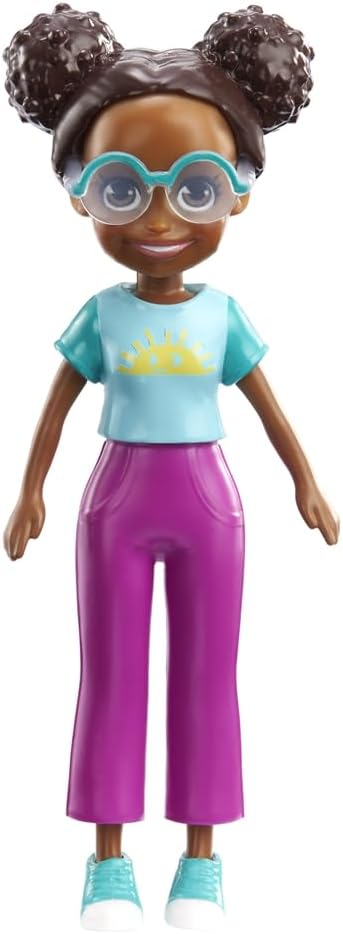 Polly Pocket Tekli Mini Bebek - Shani (Güneş Baskılı Teal Tişört & Mor Pantolon)