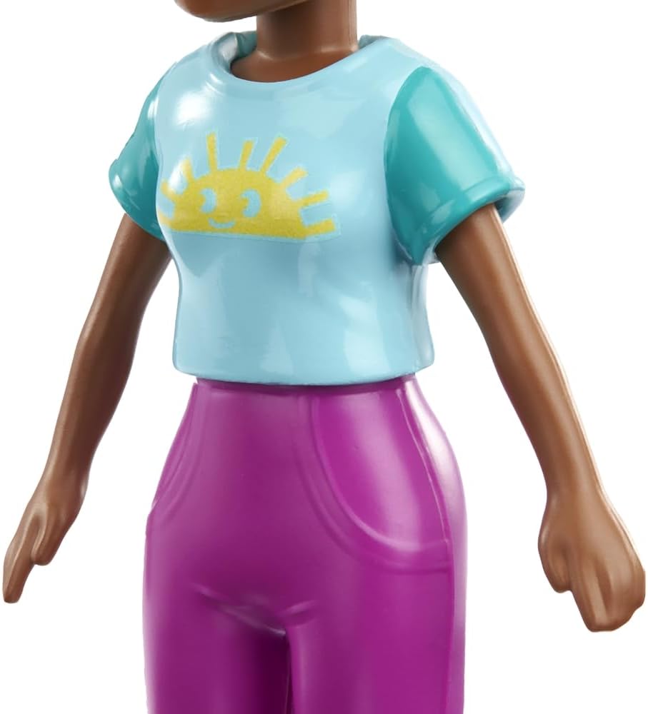 Polly Pocket Tekli Mini Bebek - Shani (Güneş Baskılı Teal Tişört & Mor Pantolon)