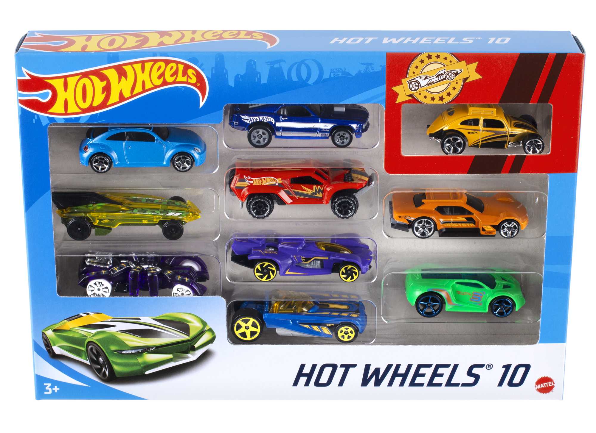 Hot Wheels 10'lu Araba Seti - Geniş Ürün Yelpazesi, 1:64 Ölçek Metal Araçlar - 54886