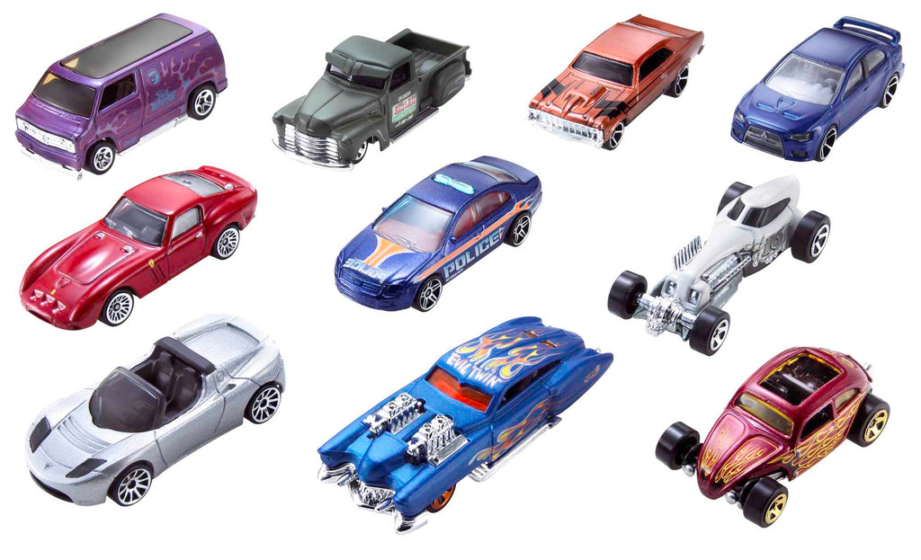 Hot Wheels 10'lu Araba Seti - Geniş Ürün Yelpazesi, 1:64 Ölçek Metal Araçlar - 54886
