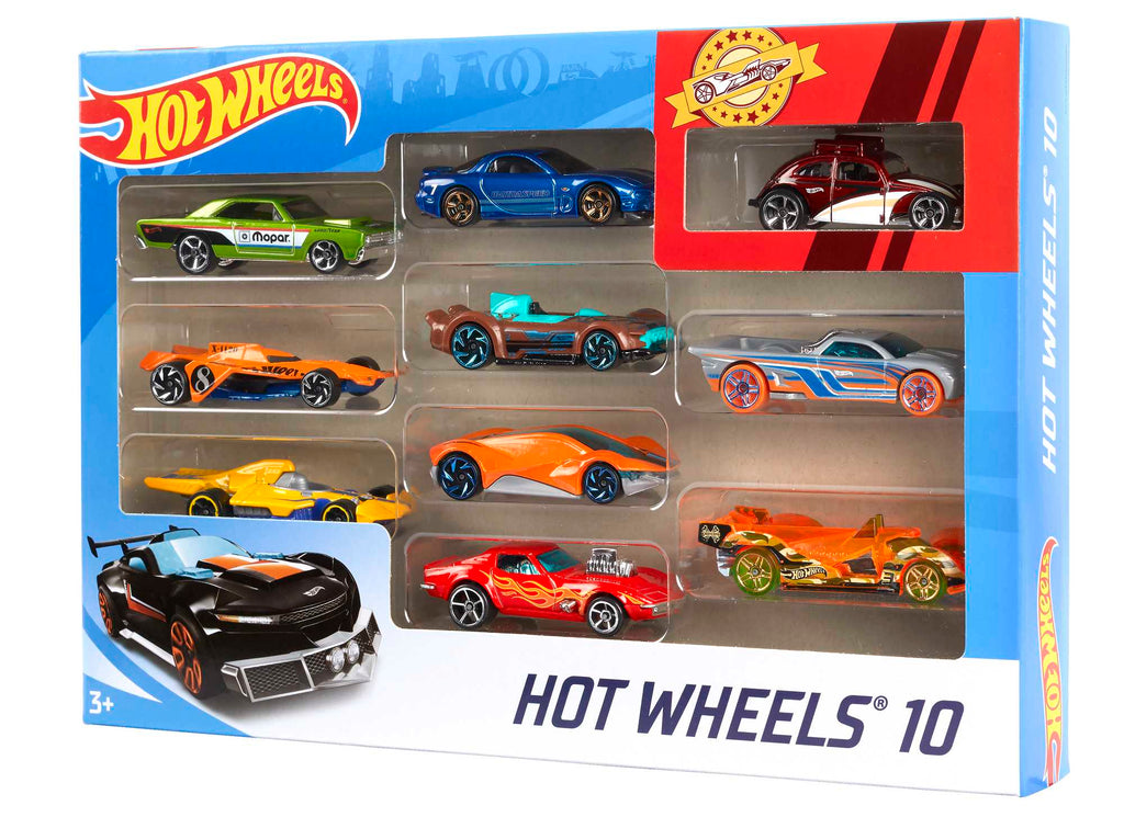 Hot Wheels 10'lu Araba Seti - Geniş Ürün Yelpazesi, 1:64 Ölçek Metal Araçlar - 54886