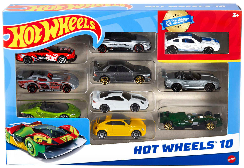 Hot Wheels 10'lu Araba Seti - Geniş Ürün Yelpazesi, 1:64 Ölçek Metal Araçlar - 54886