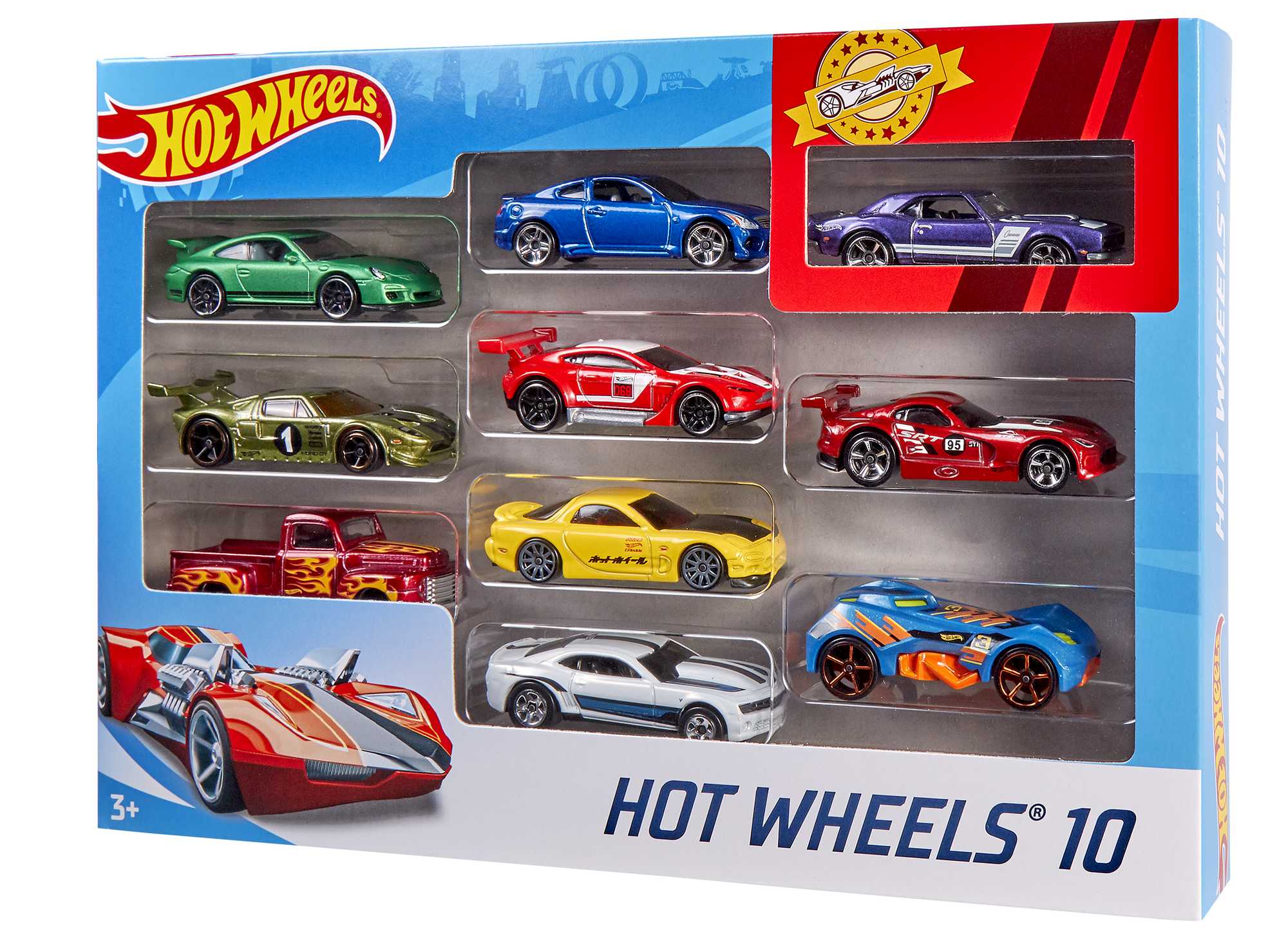 Hot Wheels 10'lu Araba Seti - Geniş Ürün Yelpazesi, 1:64 Ölçek Metal Araçlar - 54886