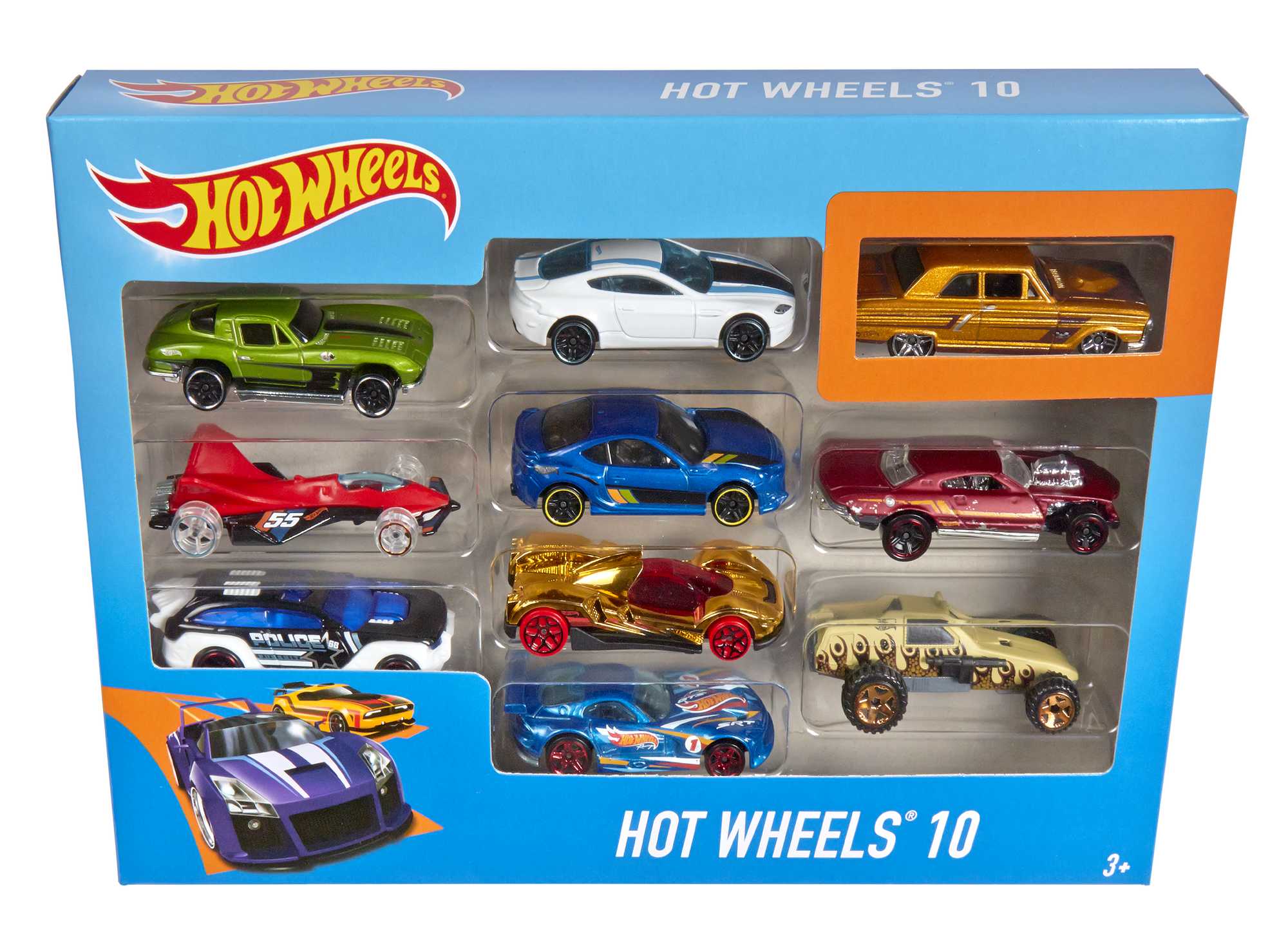 Hot Wheels 10'lu Araba Seti - Geniş Ürün Yelpazesi, 1:64 Ölçek Metal Araçlar - 54886