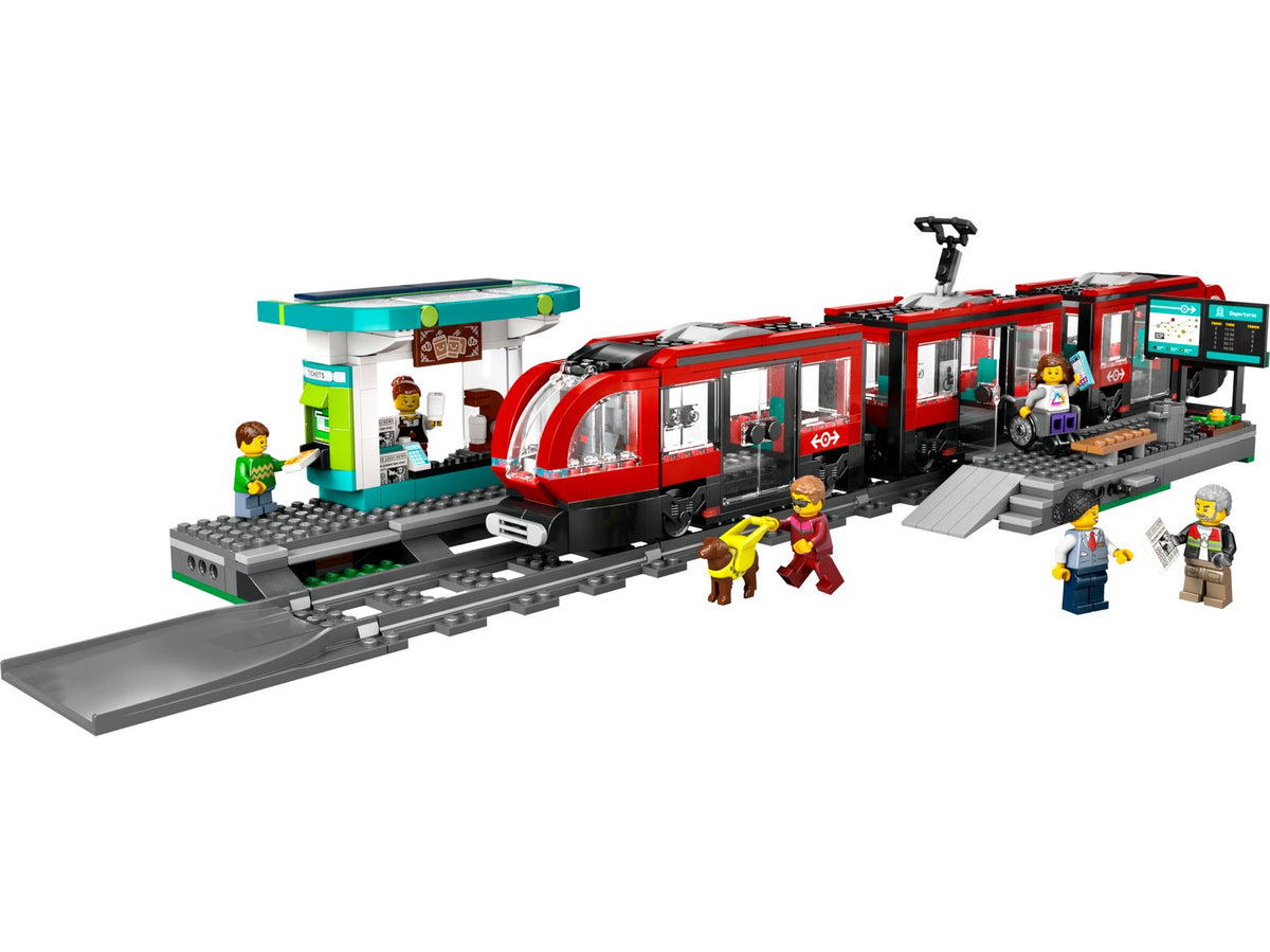 LEGO City Şehir Merkezi Tramvay İstasyonu 60423 – 811 Parça Yapım Seti, 6 Minifigür (7+ Yaş)