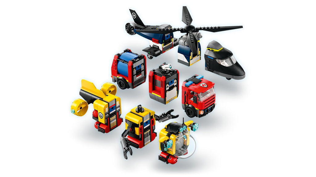 LEGO City Helikopter, İtfaiye Kamyonu ve Denizaltı Remix Yapım Seti - 874 Parça (60462)