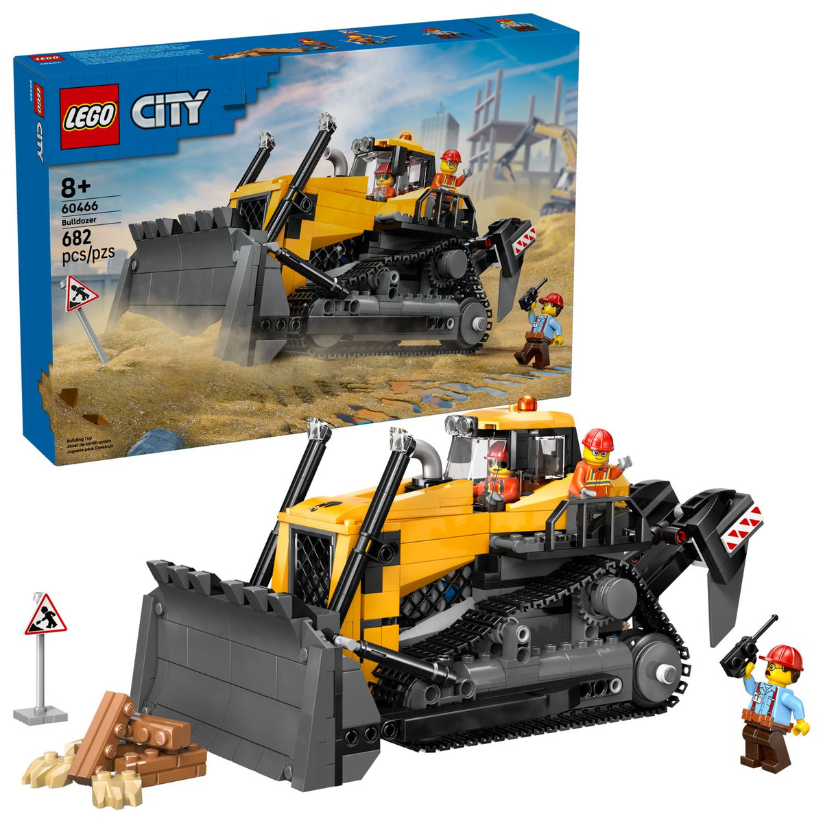 LEGO City Sarı Buldozer 60466 - 682 Parça İnşaat Yapım Seti (8+ Yaş)