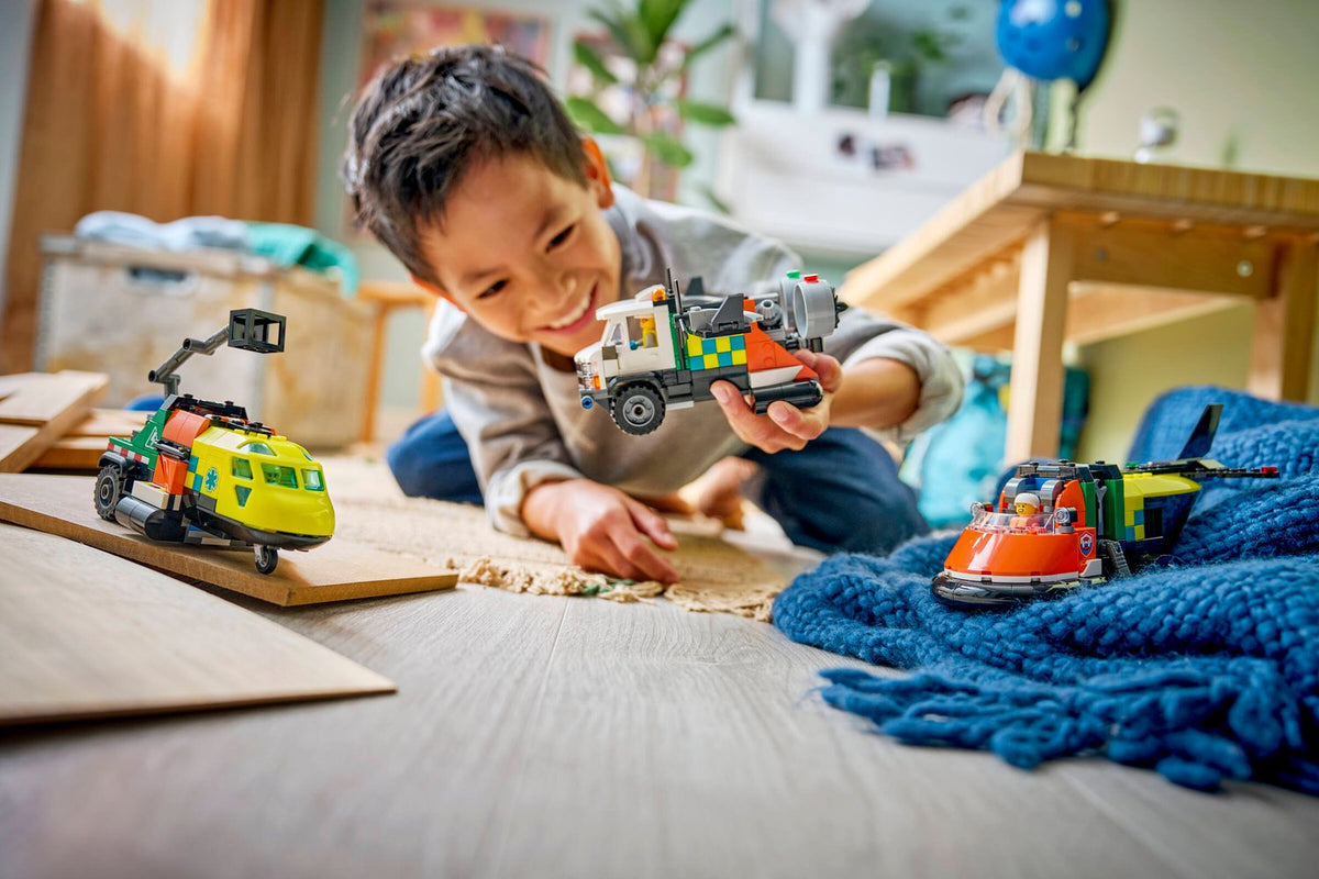 LEGO City Uçak, Servis Kamyonu ve Hoverkraft Yapım Seti 60505 - 990 Parça Mix & Match Acil Durum Araçları