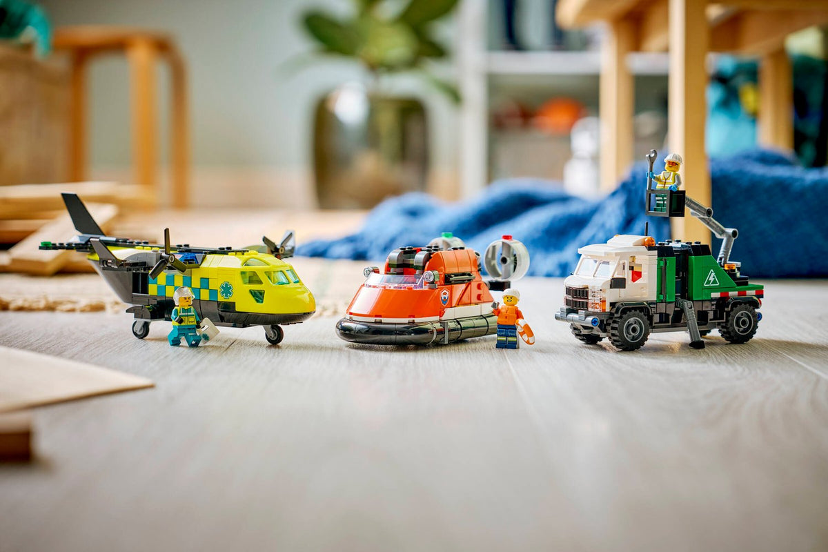 LEGO City Uçak, Servis Kamyonu ve Hoverkraft Yapım Seti 60505 - 990 Parça Mix & Match Acil Durum Araçları