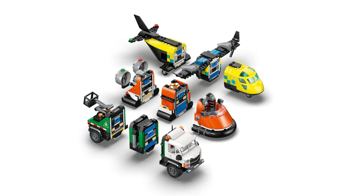 LEGO City Uçak, Servis Kamyonu ve Hoverkraft Yapım Seti 60505 - 990 Parça Mix & Match Acil Durum Araçları