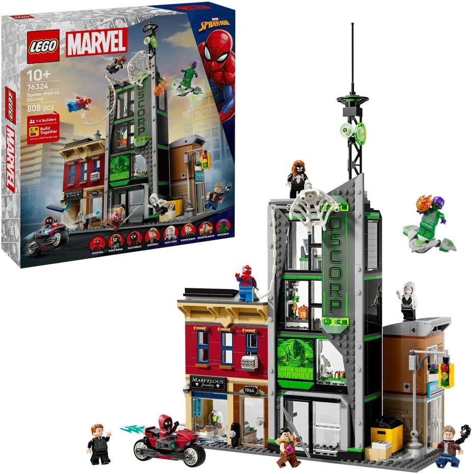 LEGO Marvel Örümcek Adam, Oscorp'a Karşı 76324 - 808 Parça Yapım Seti, 8 Minifigür (10+ Yaş)