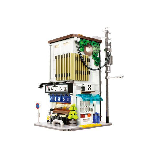 CaDA Japon Çörek Dükkanı Yapı Seti - 1108 Parça Lego Uyumlu Blok, USB Işıklı Vitrinlik Model