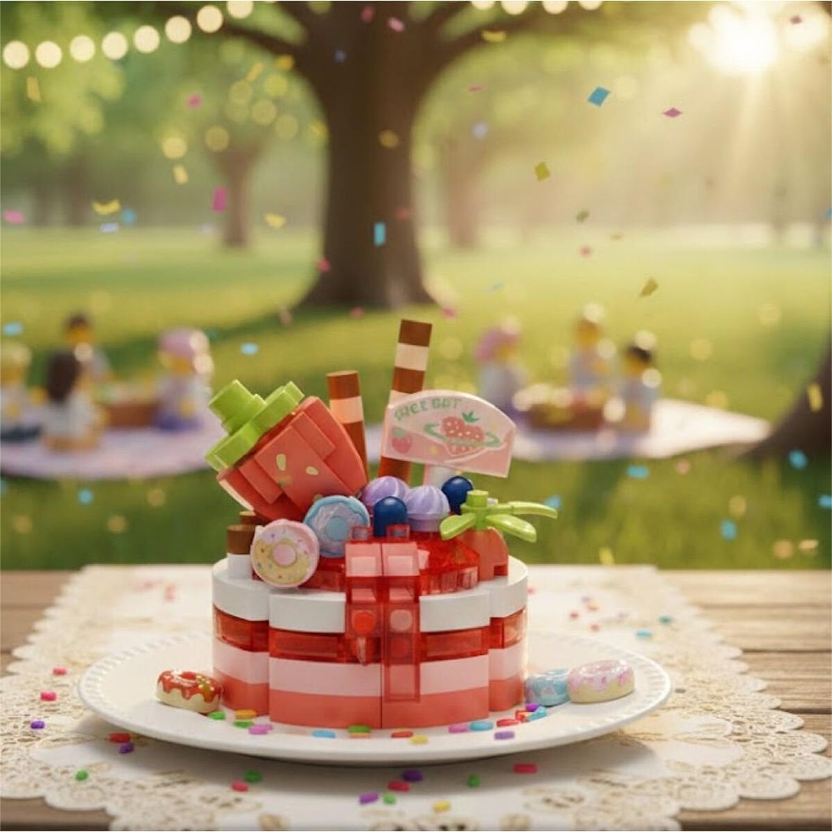 LOZ Çilekli Pasta 160 Parça Mini Yapı Blokları - Mini Poşet Ambalaj