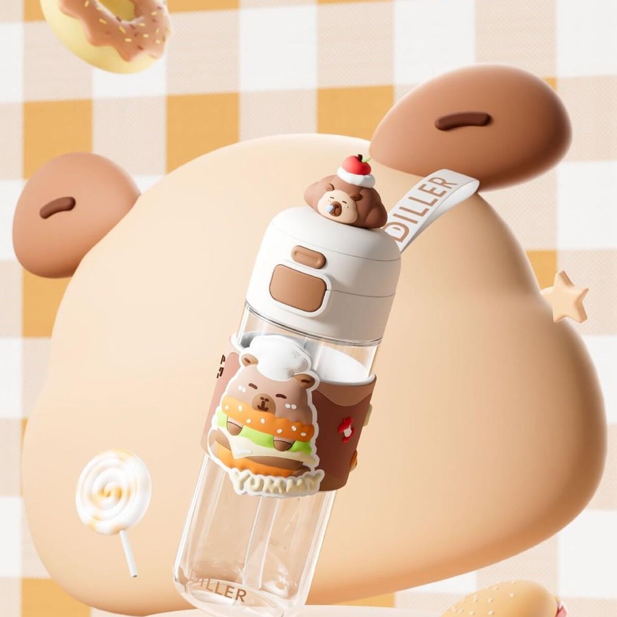 Diller D2551 600 ml Boyun Askılı Tritan Su Matarası – BPA İçermeyen Ayarlanabilir Askılı Çocuk Matarası