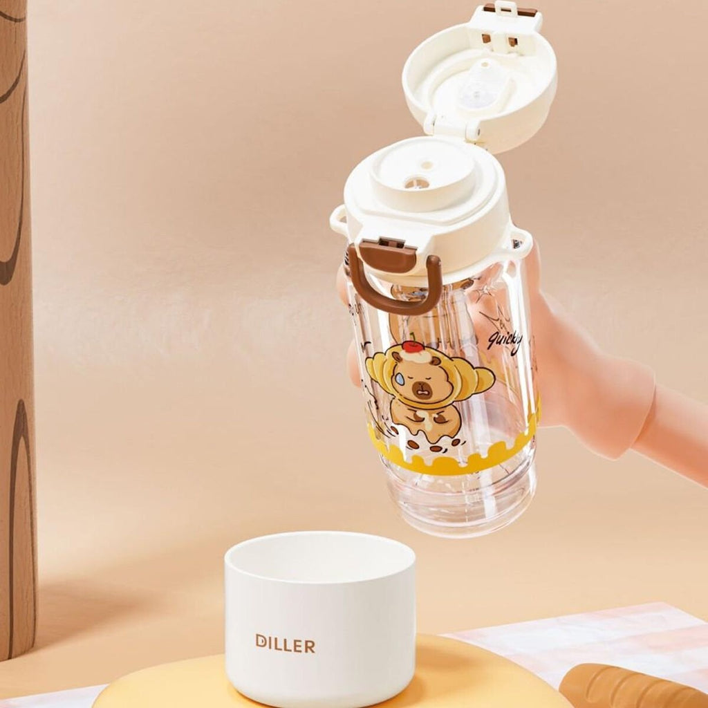 Diller Capybara Desenli 700 ml Boyun Askılı Tritan Su Matarası