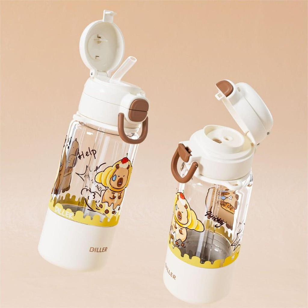 Diller Capybara Desenli 700 ml Boyun Askılı Tritan Su Matarası