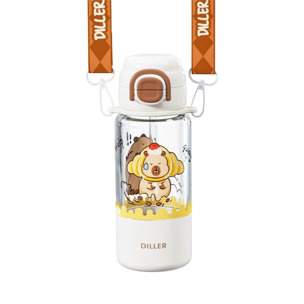 Diller Capybara Desenli 700 ml Boyun Askılı Tritan Su Matarası