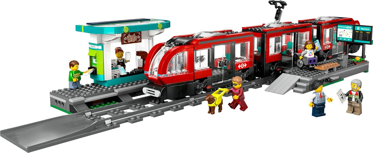 LEGO City Şehir Merkezi Tramvay İstasyonu 60423 – 811 Parça Yapım Seti, 6 Minifigür (7+ Yaş)
