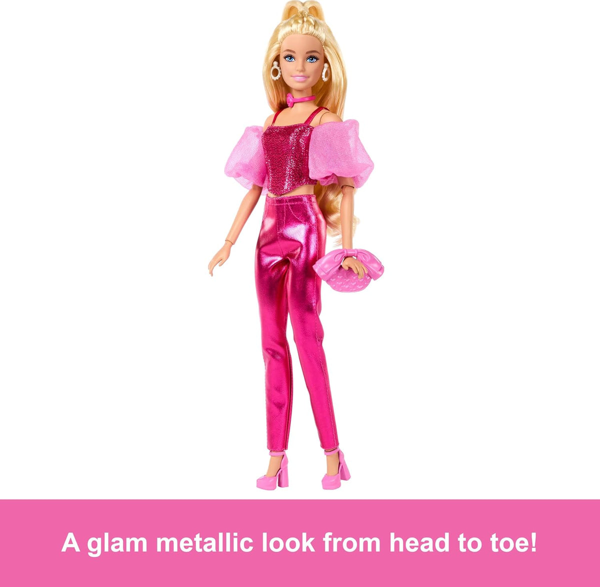 Barbie Stil İkonu Bebek – Metalik Pembe Korse ve Pantolon Kombinli, Sarı Saçlı (5)