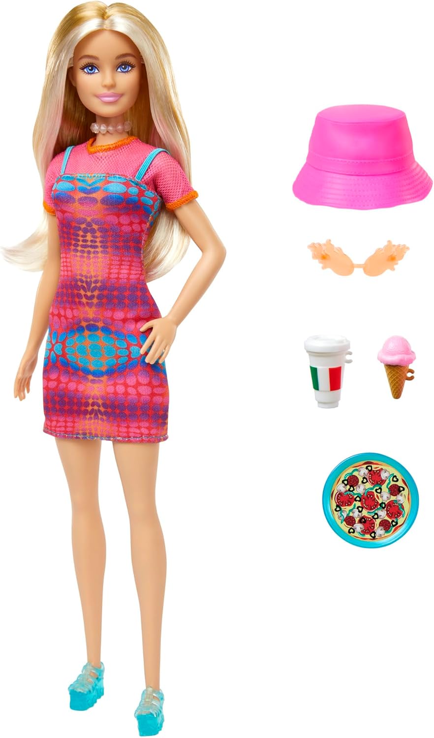 Barbie Dünyayı Geziyoruz İtalya Macerası Bebek ve Aksesuar Seti - Pizza, Dondurma, Şapka ve Güneş Gözlüğü Dahil, 3+ Yaş