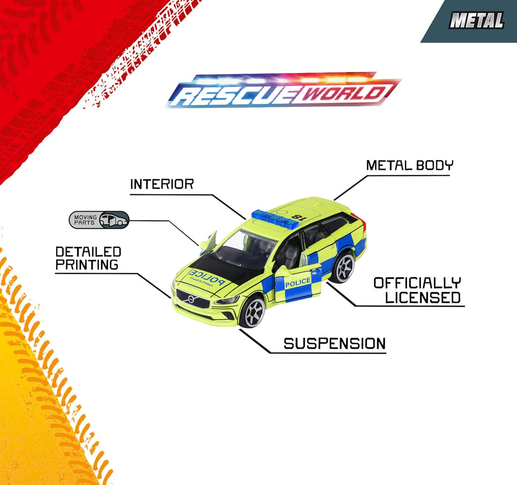 Majorette Rescue World 5'li Dünya Polis Arabaları Metal Model Araba Seti (1:64 Ölçek)