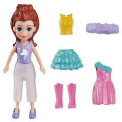 Polly Pocket ve Moda Aksesuarları Oyun Seti Unicorn, 9 cm Bebek ve Değiştirilebilir Kıyafetler