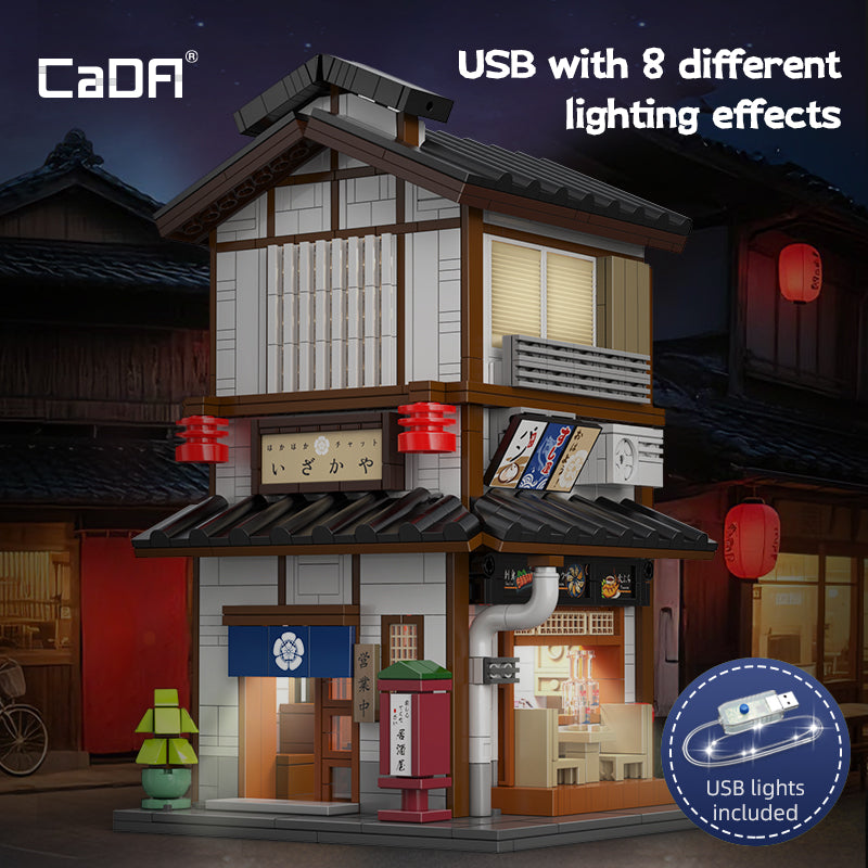 CaDA C66019W Japon Sokak Manzarası İzakaya 1195 Parça Işıklı Model Yapı Seti