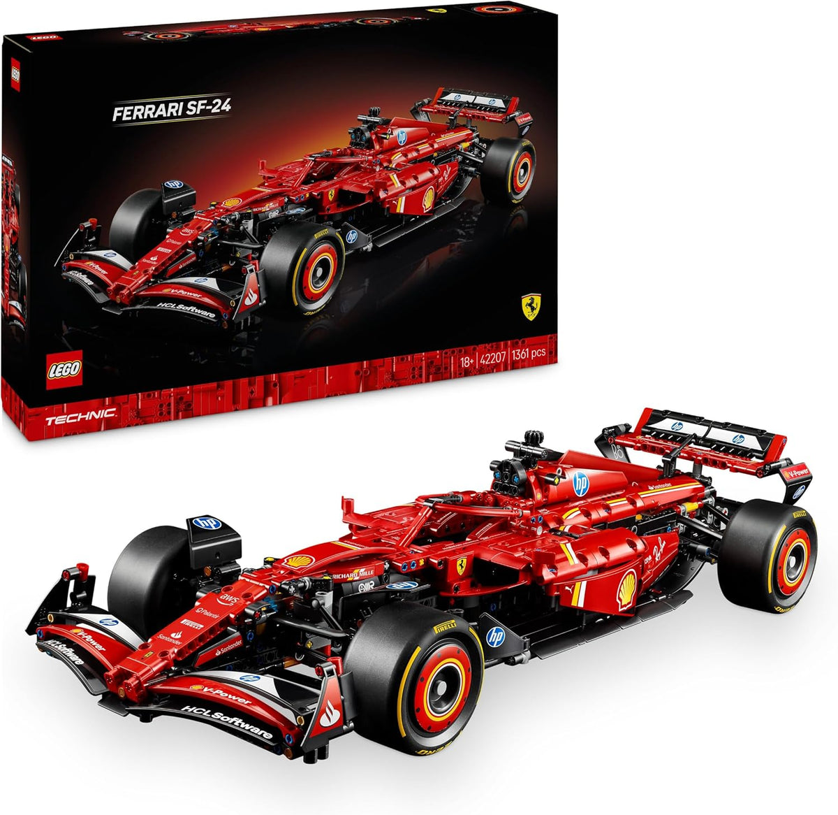 LEGO Technic Ferrari SF-24 F1 Araba 42207 - Yetişkinler İçin Model Yapım Seti (1361 Parça)