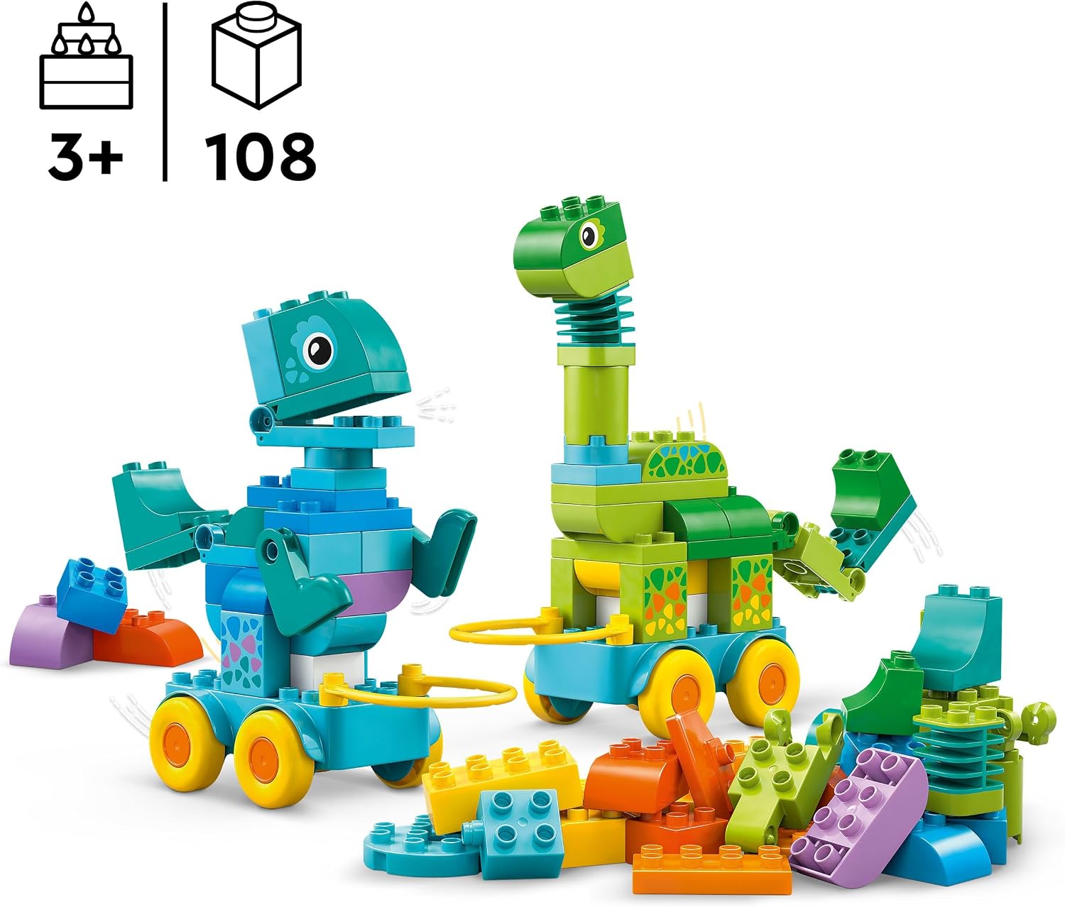LEGO DUPLO 3'ü 1 Arada Tekerlekli Dinozorlar 10451 - 108 Parça Yapım Seti (+3 Yaş)