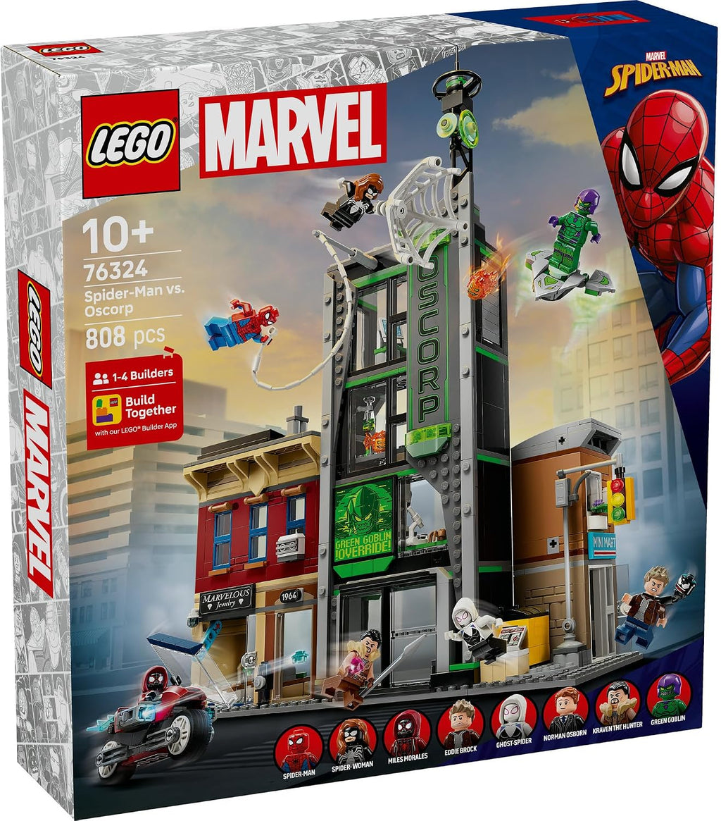 LEGO Marvel Örümcek Adam, Oscorp'a Karşı 76324 - 808 Parça Yapım Seti, 8 Minifigür (10+ Yaş)