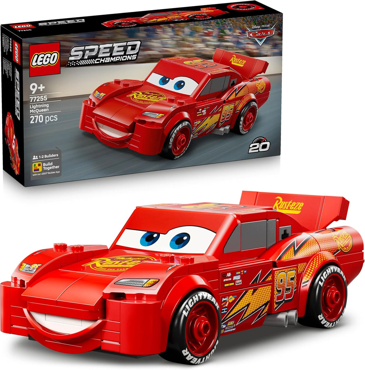 LEGO Speed Champions Şimşek McQueen 77255 - Disney Pixar Arabalar Yapım Seti (270 Parça, 9+ Yaş)