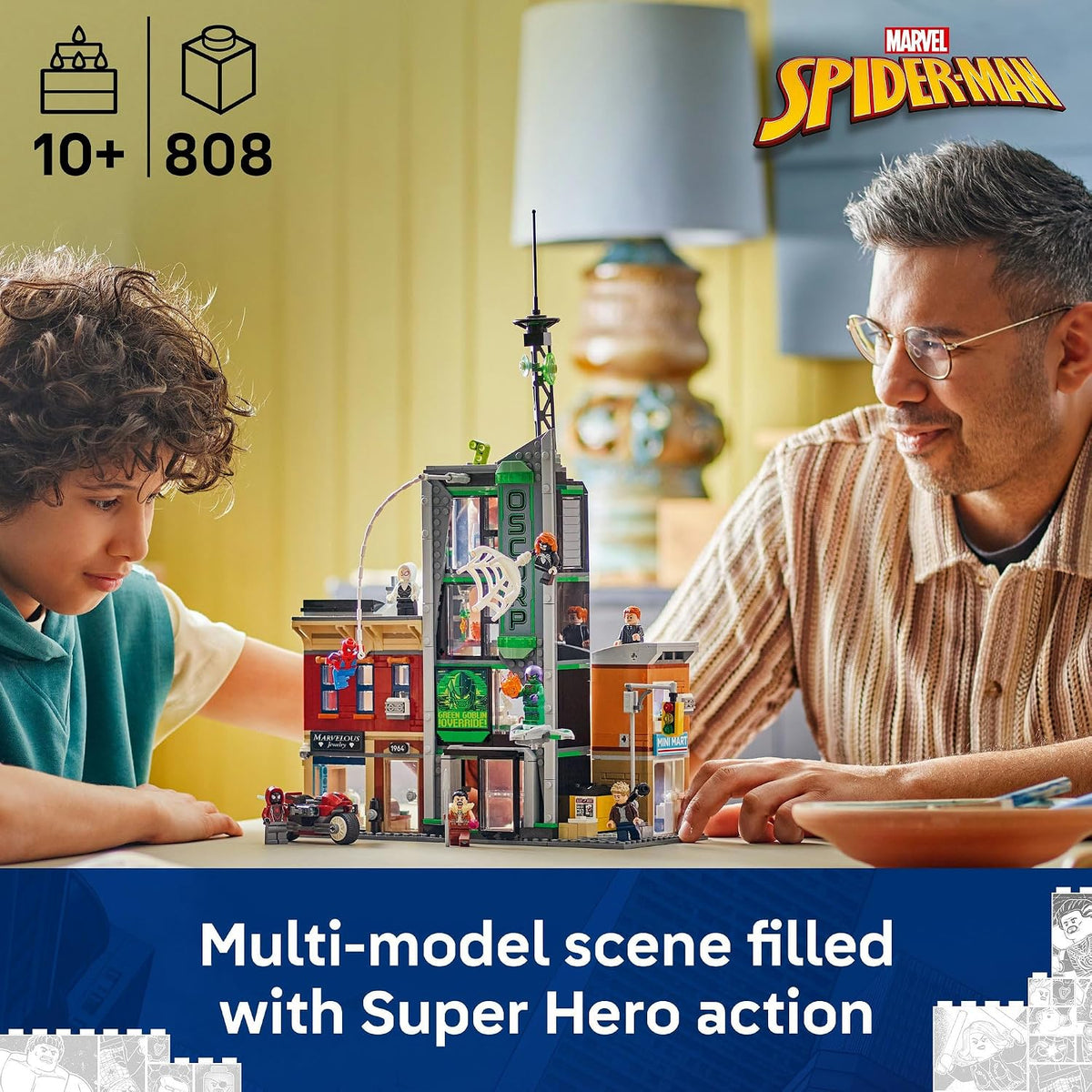LEGO Marvel Örümcek Adam, Oscorp'a Karşı 76324 - 808 Parça Yapım Seti, 8 Minifigür (10+ Yaş)