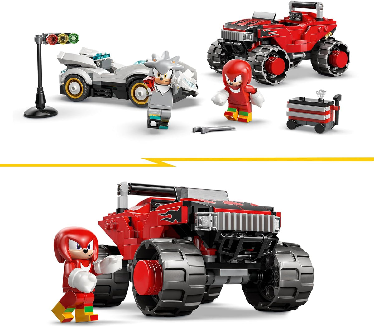 LEGO Sonic the Hedgehog Silver'ın Arabası Knuckles'ın Canavar Kamyonuna Karşı 77118 - 378 Parça Yapım Seti (8+ Yaş)