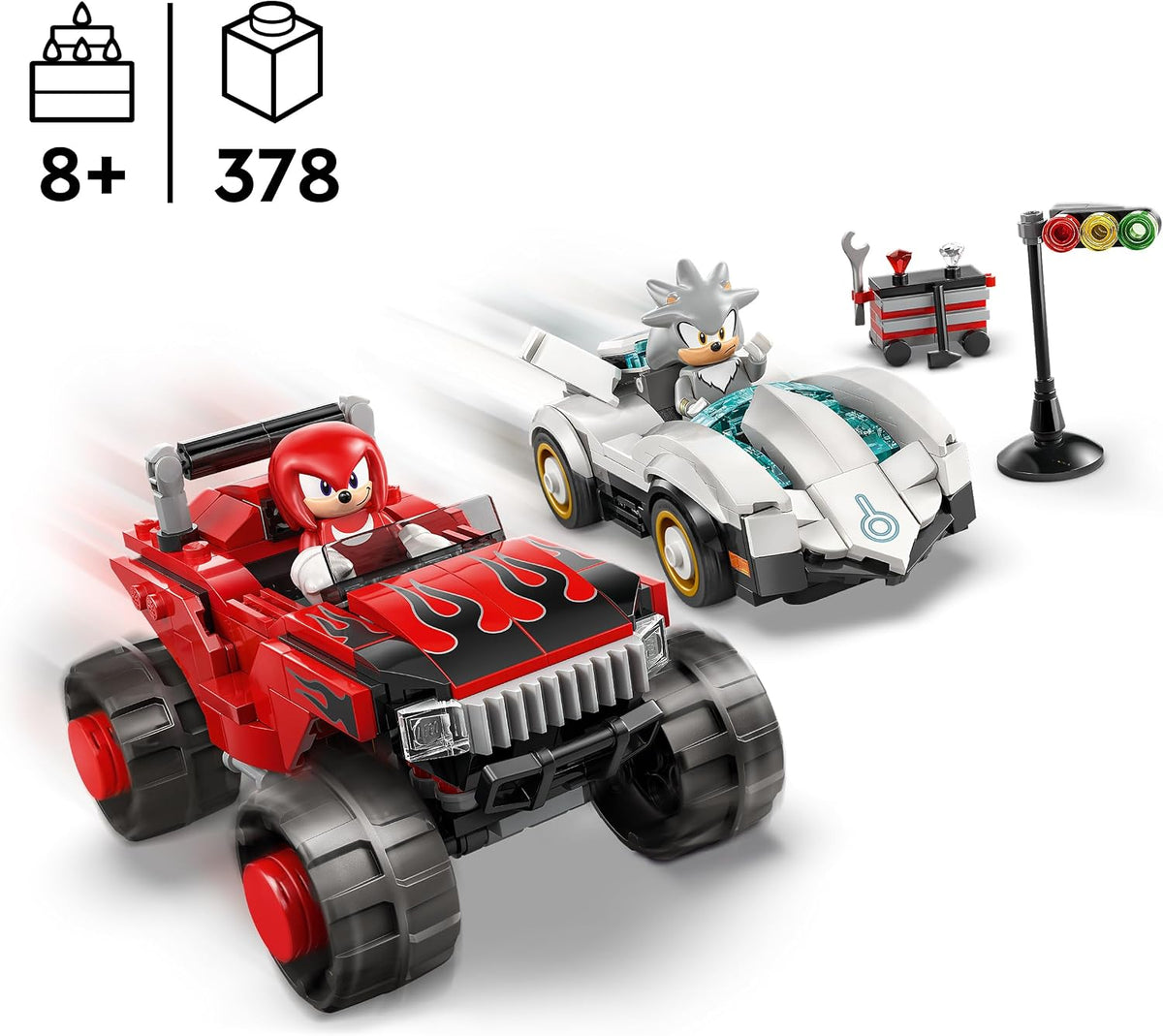 LEGO Sonic the Hedgehog Silver'ın Arabası Knuckles'ın Canavar Kamyonuna Karşı 77118 - 378 Parça Yapım Seti (8+ Yaş)