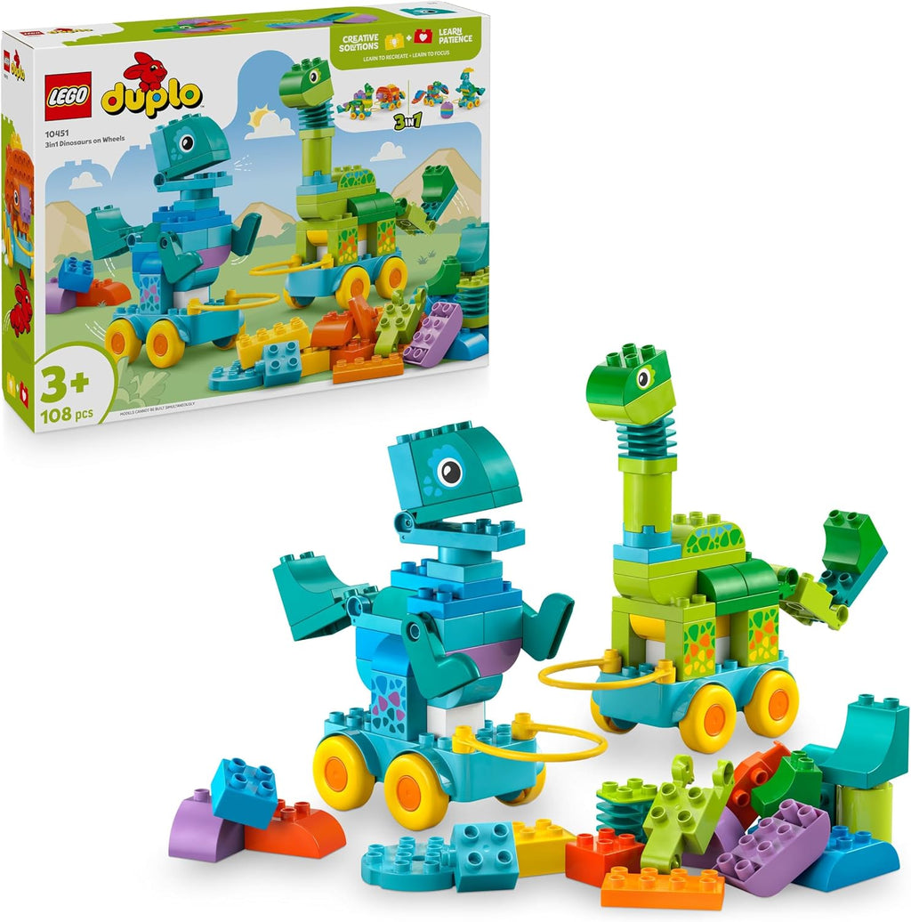 LEGO DUPLO 3'ü 1 Arada Tekerlekli Dinozorlar 10451 - 108 Parça Yapım Seti (+3 Yaş)