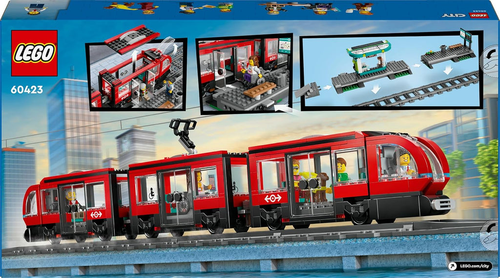 LEGO City Şehir Merkezi Tramvay İstasyonu 60423 – 811 Parça Yapım Seti, 6 Minifigür (7+ Yaş)