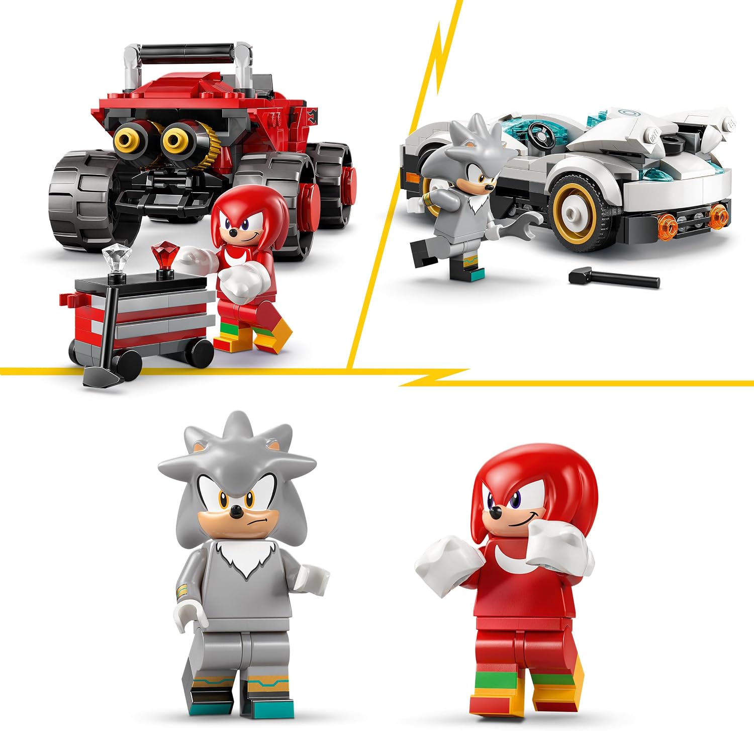 LEGO Sonic the Hedgehog Silver'ın Arabası Knuckles'ın Canavar Kamyonuna Karşı 77118 - 378 Parça Yapım Seti (8+ Yaş)