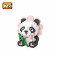 LOZ Çiçekli Panda Figürü — 350 Parça Mikro Blok Sergilik Set (14+)