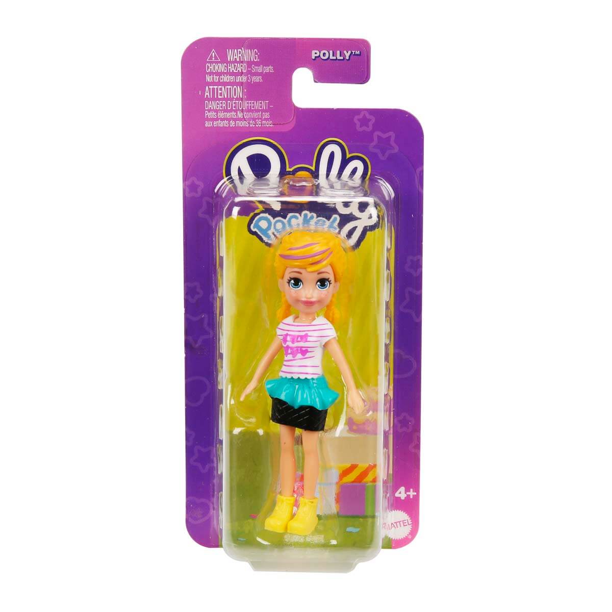 Polly Pocket Tekli Mini Bebek - Polly (Çizgili Üst & Teal Etek, Sarı Bot)