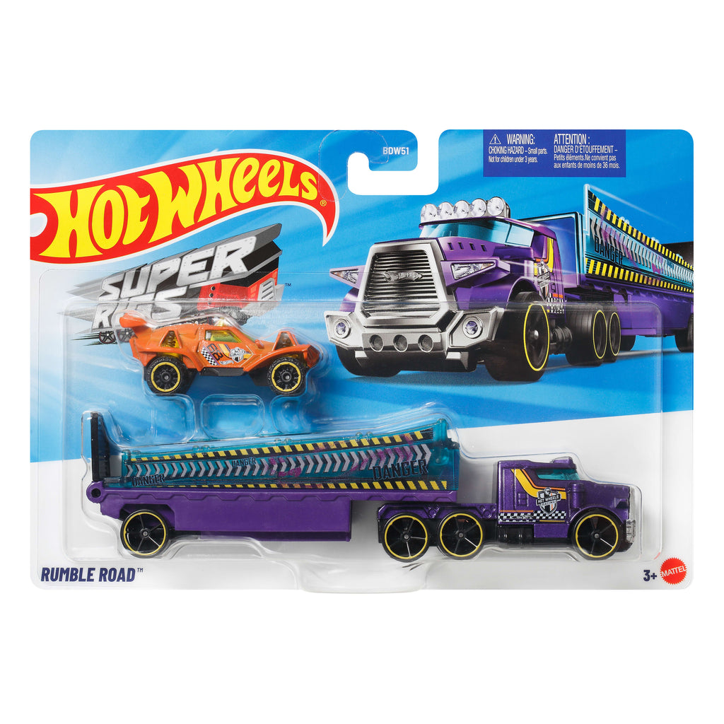 Hot Wheels Taşıyıcı Tırlar - Enerjik Ayrıntılarla Dolu Spor Arabalı Süper Tırlar - Rumble Road BDW53