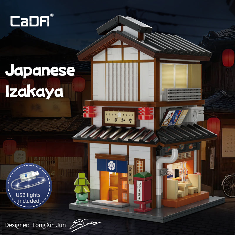 CaDA C66019W Japon Sokak Manzarası İzakaya 1195 Parça Işıklı Model Yapı Seti